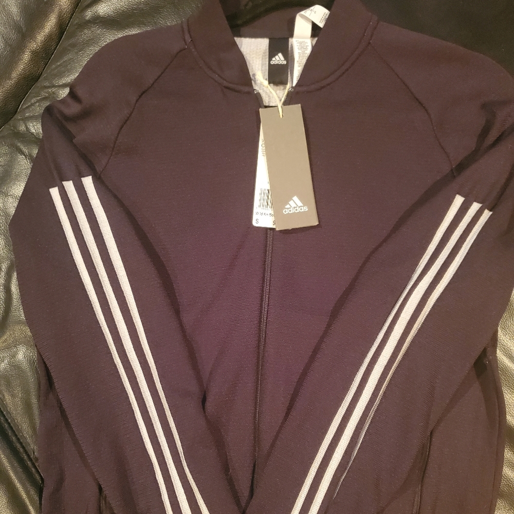 ADIDAS KNIT ZIP FRONT JACKET